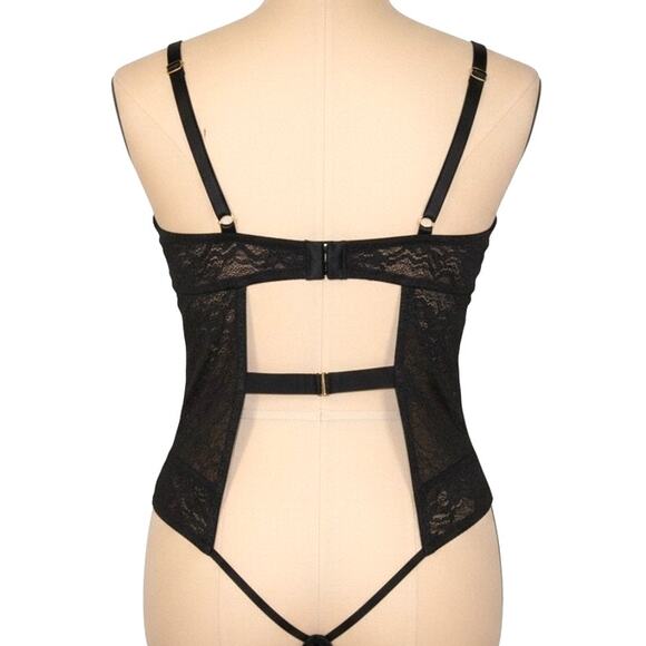 Victoria’s Secret Very Sexy Icon Black Push-Up Lace Teddy Bodysuit L - Picture 4 of 6